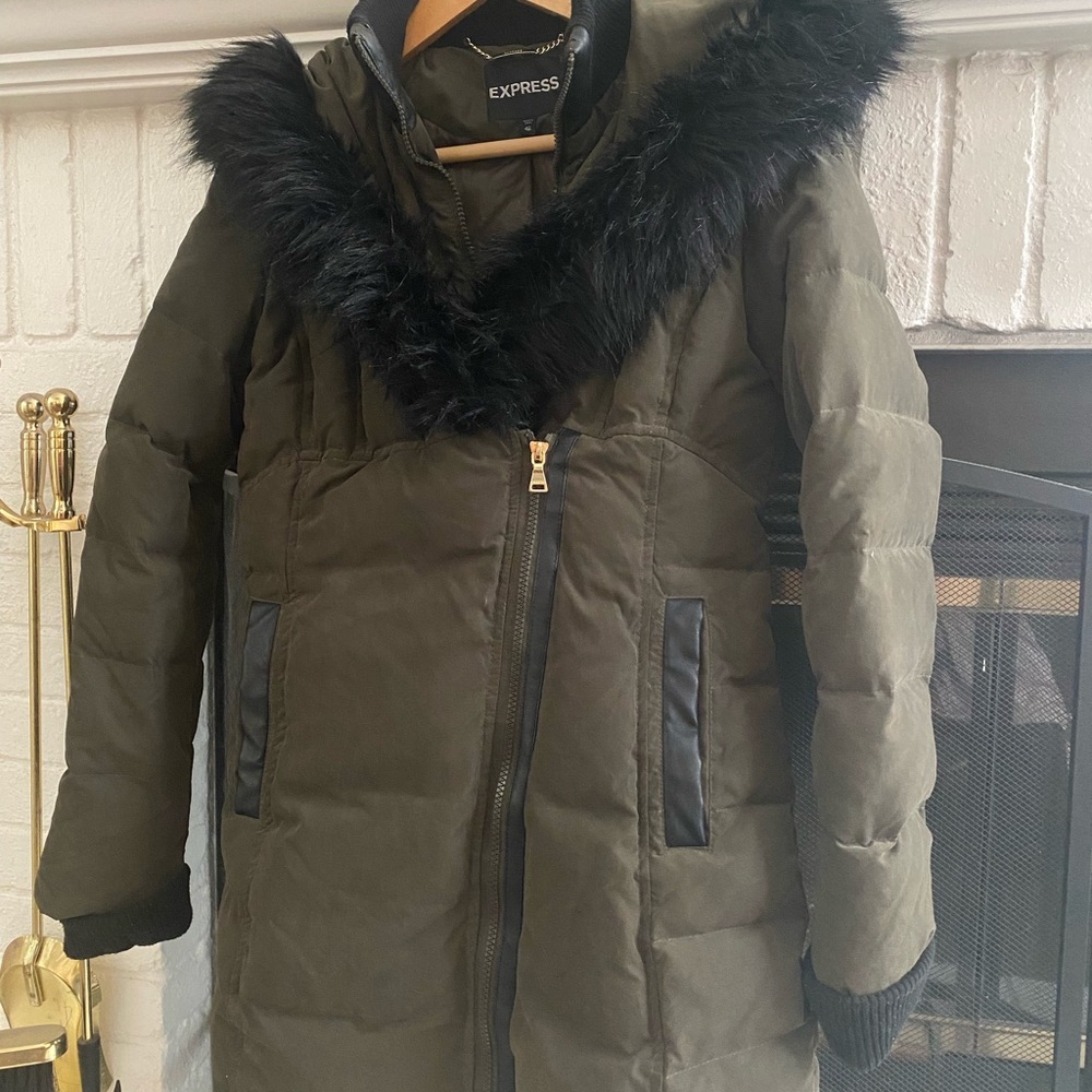 Express Olive Winter Coat